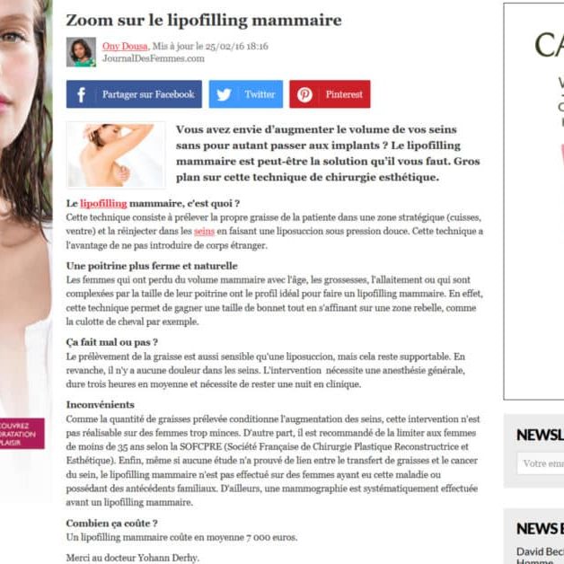 article sur le lipofilling mammaire
